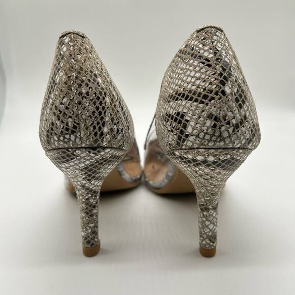 Journee Women 9 Gray Genuine Leather Gabbie Snake‎ Embossed Pointed Toe Pump - Picture 6 of 14